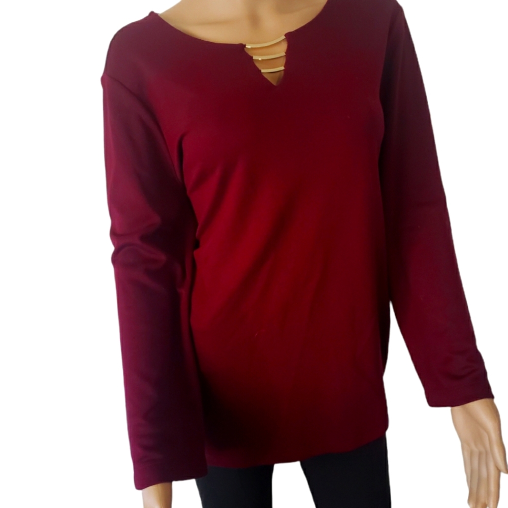 Chico's Burgundy Blouse, NWT, Size 2